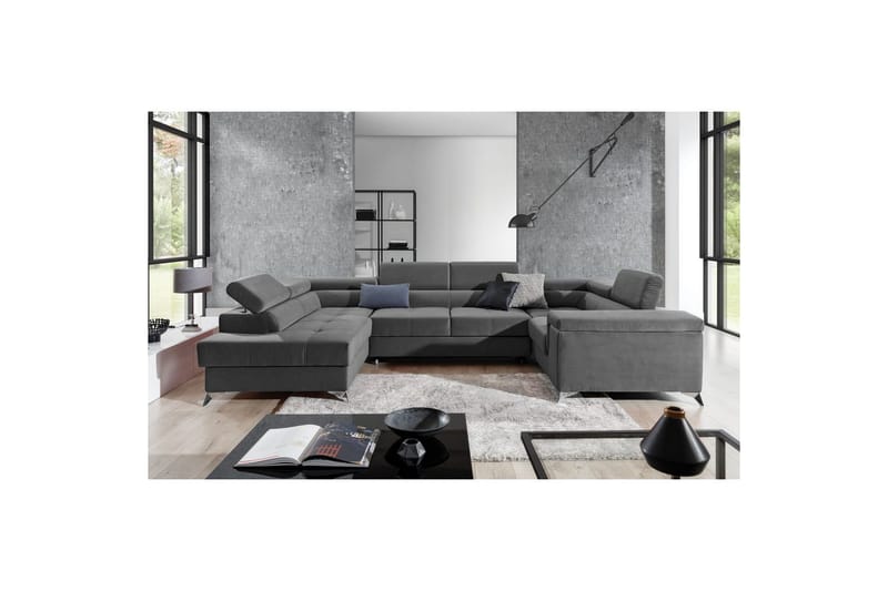 Hörnsoffa Eltap Thiago 342x208x88 cm - Paros 06, Mörkgrå, Vänster - Möbler - Soffa - Bäddsoffa - Hörnbäddsoffa
