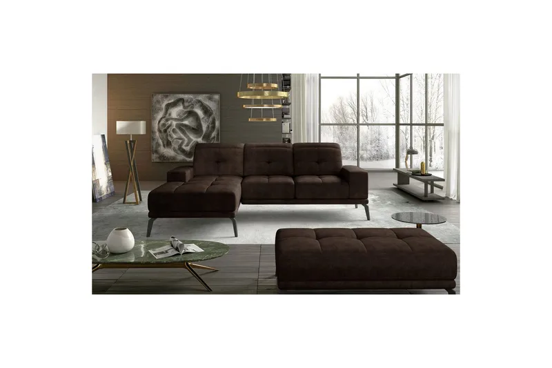 Hörnsoffa Eltap Torrense 265x175x98 cm - Dora 28, Brun, Vänster - Möbler - Soffa - Bäddsoffa - Bäddsoffa divan