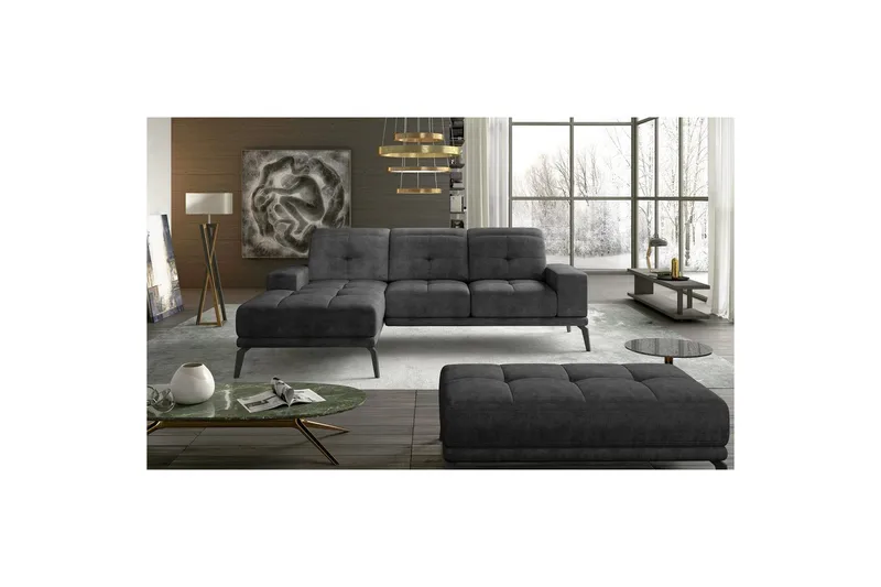 Hörnsoffa Eltap Torrense 265x175x98 cm - Dora 95, Grå, Vänster - Möbler - Soffa - Bäddsoffa - Bäddsoffa divan