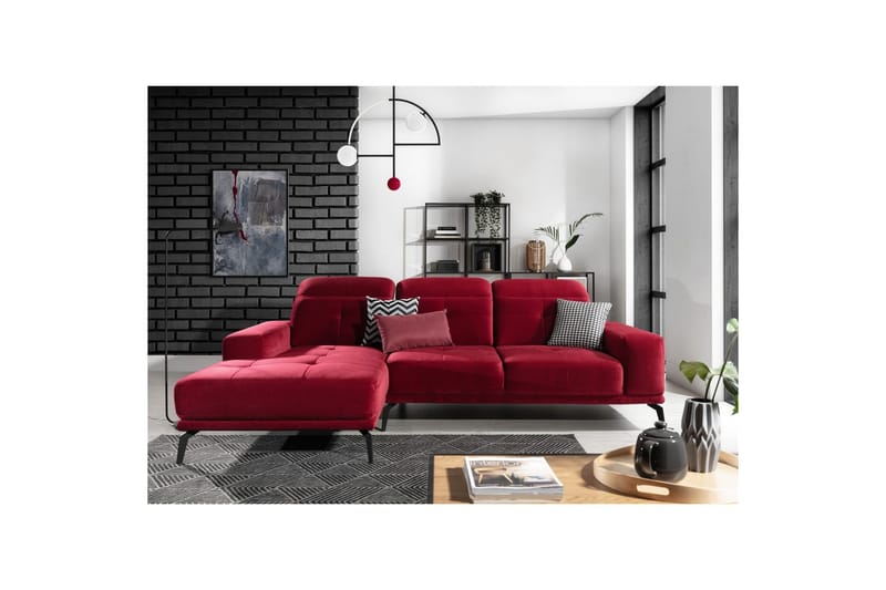 Hörnsoffa Eltap Torrense 265x175x98 cm - Kronos 02, Röd, Vänster - Möbler - Soffa - Bäddsoffa - Bäddsoffa divan