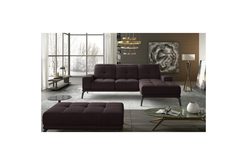 Hörnsoffa Eltap Torrense 265x175x98 cm - Mat Velvet 29, Brun, Höger - Möbler - Soffa - Bäddsoffa - Bäddsoffa divan