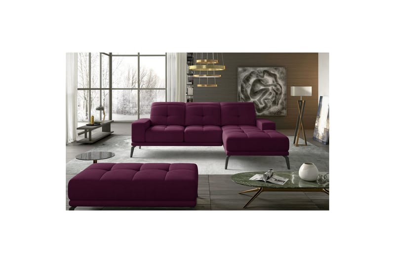 Hörnsoffa Eltap Torrense 265x175x98 cm - Mat Velvet 68, Lila, Höger - Möbler - Soffa - Bäddsoffa - Bäddsoffa divan