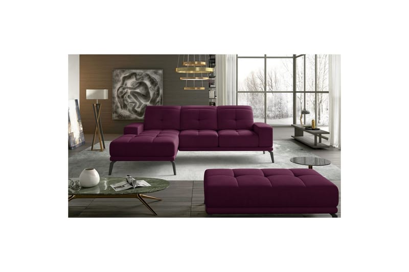 Hörnsoffa Eltap Torrense 265x175x98 cm - Mat Velvet 68, Lila, Vänster - Möbler - Soffa - Bäddsoffa - Bäddsoffa divan