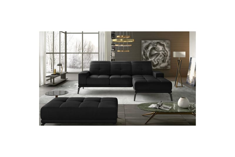 Hörnsoffa Eltap Torrense 265x175x98 cm - Mat Velvet 99, Svart, Höger - Möbler - Soffa - Bäddsoffa - Bäddsoffa divan