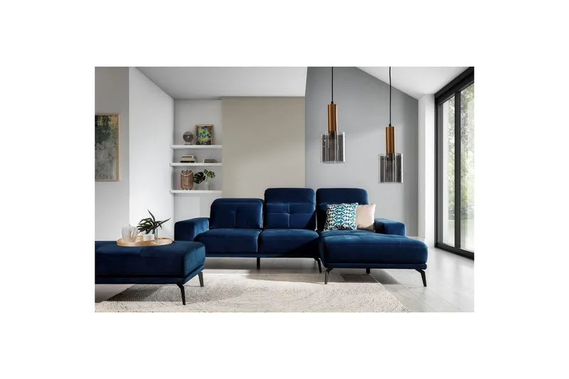 Hörnsoffa Eltap Torrense 265x175x98 cm, Monolith 77, Blå, Höger