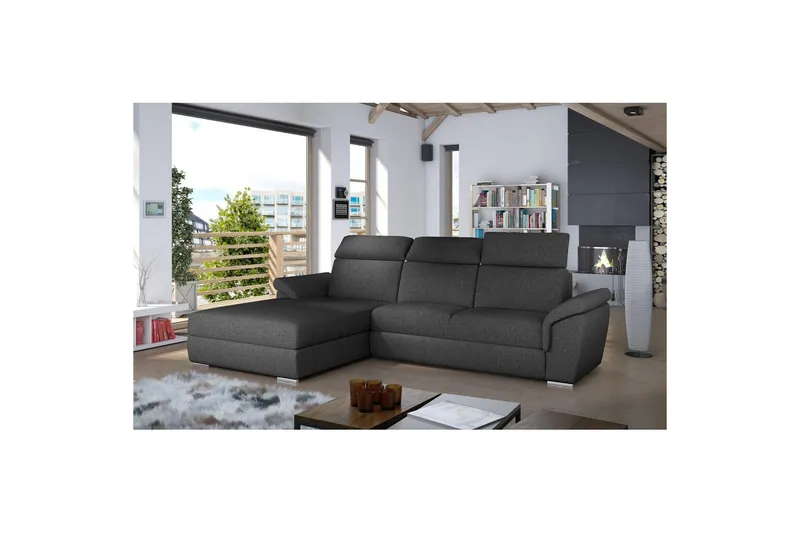 Hörnsoffa Eltap Trevisco 272x216x100 cm - Inari 96, Mörkgrå, Vänster - Möbler - Soffa - Bäddsoffa - Bäddsoffa divan