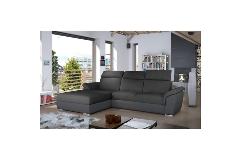 Hörnsoffa Eltap Trevisco 272x216x100 cm - Inari 96, Soft 29, Mörkgrå, Vänster - Möbler - Soffa - Bäddsoffa - Bäddsoffa divan