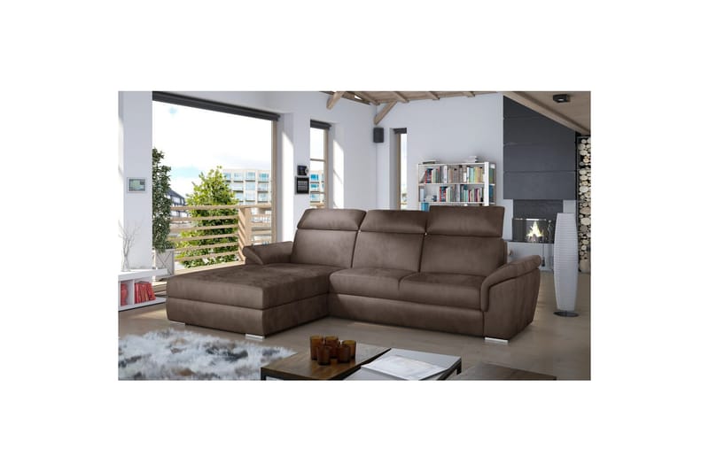 Hörnsoffa Eltap Trevisco 272x216x100 cm - Monolith 09, Ljusbrun, Vänster - Möbler - Soffa - Bäddsoffa - Bäddsoffa divan