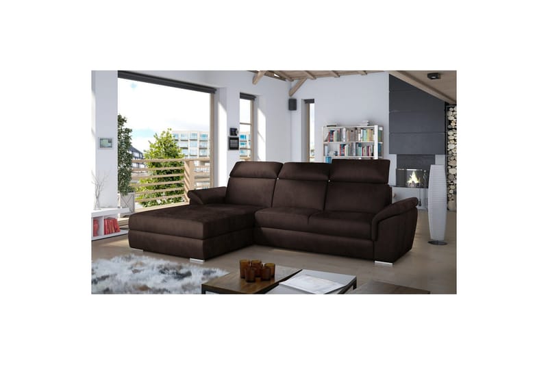 Hörnsoffa Eltap Trevisco 272x216x100 cm - Monolith 29, Mörkbrun, Vänster - Möbler - Soffa - Bäddsoffa - Bäddsoffa divan