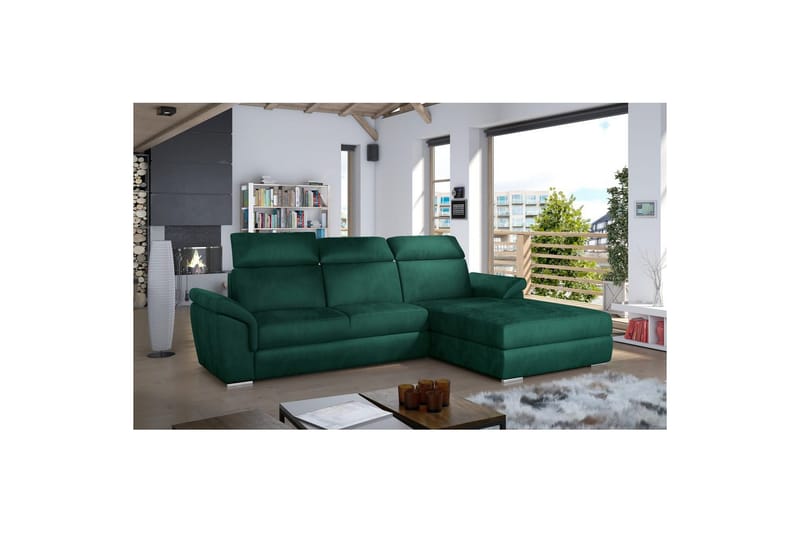 Hörnsoffa Eltap Trevisco 272x216x100 cm - Monolith 37, Mörkgrön, Höger - Möbler - Soffa - Bäddsoffa - Bäddsoffa divan