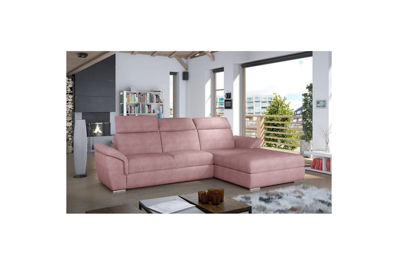 Hörnsoffa Eltap Trevisco 272x216x100 cm - Omega 91, Rosa, Höger - Möbler - Soffa - Bäddsoffa - Bäddsoffa divan
