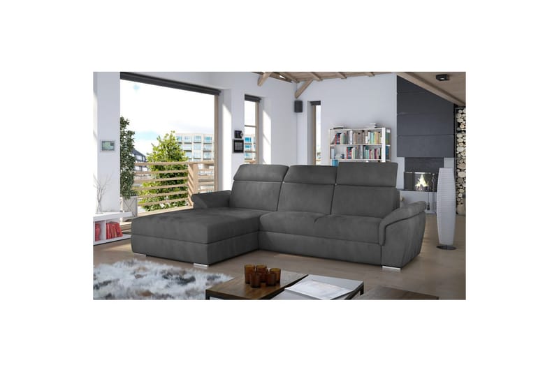 Hörnsoffa Eltap Trevisco 272x216x100 cm - Paros 06, Mörkgrå, Vänster - Möbler - Soffa - Bäddsoffa - Bäddsoffa divan