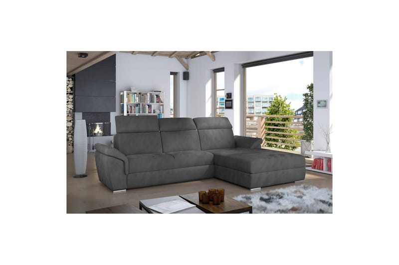 Hörnsoffa Eltap Trevisco 272x216x100 cm - Paros 06, Mörkgrå, Höger - Möbler - Soffa - Bäddsoffa - Bäddsoffa divan