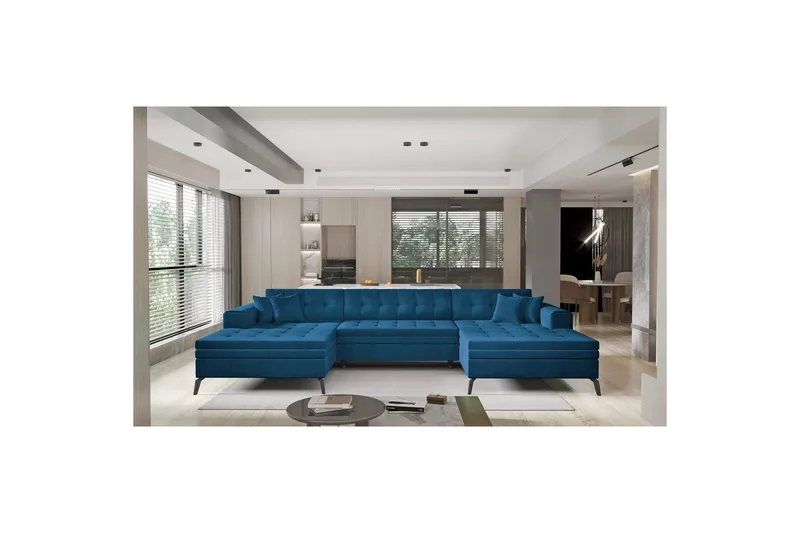 Hörnsoffa Eltap Vertizo 350x170x93 cm - Nube 40, Mörkblå, Symmetrisk - Möbler - Soffa - Bäddsoffa - Bäddsoffa divan
