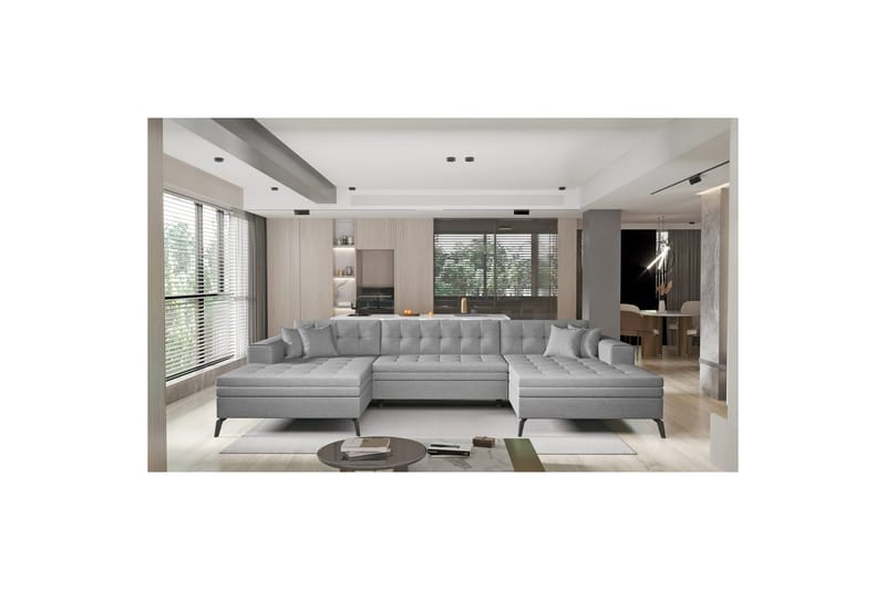 Hörnsoffa Eltap Vertizo 350x170x93 cm - Tipa 3, Grå, Symmetrisk - Möbler - Soffa - Bäddsoffa - U bäddsoffa