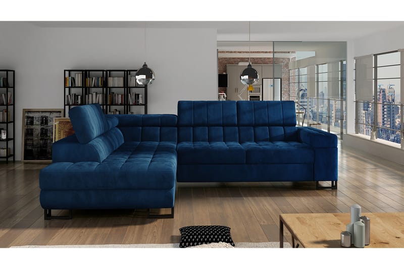 Hörnsoffa Freswick Vänster - Mörkblå - Möbler - Soffa - Bäddsoffa - Bäddsoffa längsbäddad