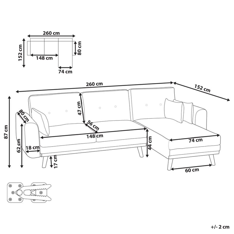 Hörnsoffa Kaarina - Grå, brun - Möbler - Soffa - Bäddsoffa - Hörnbäddsoffa