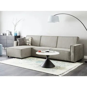 Hörnsoffa Romedal II - Beige, svart/Högervänd - Möbler - Soffa - Bäddsoffa - Hörnbäddsoffa