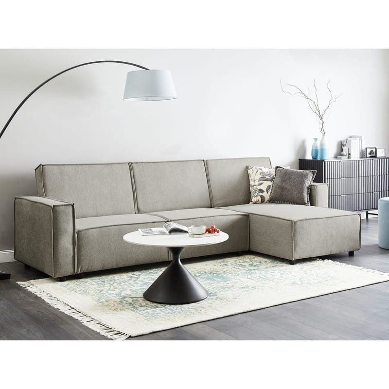 Hörnsoffa Romedal II - Beige, svart/Vänstervänd - Möbler - Soffa - Bäddsoffa - Hörnbäddsoffa