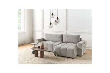 Hörnsoffa till vänster Vänstervänd Innvik - Grå, 213x156 cm - Möbler - Soffa - Bäddsoffa - Bäddsoffa divan
