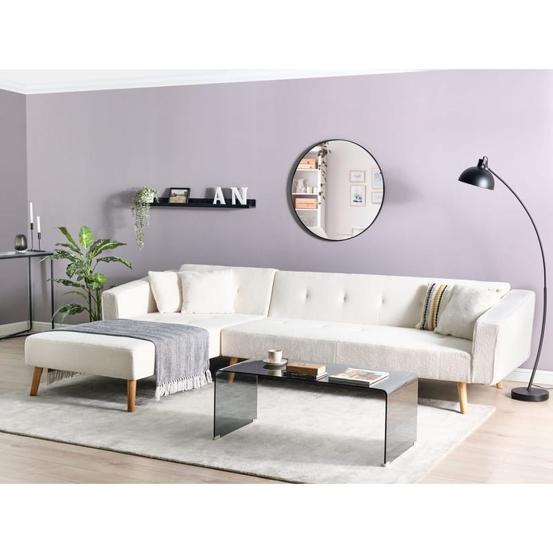 Hörnsoffa Vadso - Vit, ljust trä/Högervänd - Möbler - Soffa - Bäddsoffa - Hörnbäddsoffa