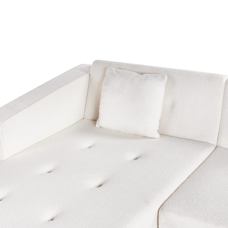 Hörnsoffa Vadso - Vit, ljust trä/Högervänd - Möbler - Soffa - Bäddsoffa - Hörnbäddsoffa