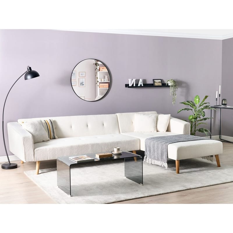 Hörnsoffa Vadso - Vit, ljust trä/Vänstervänd - Möbler - Soffa - Bäddsoffa - Hörnbäddsoffa