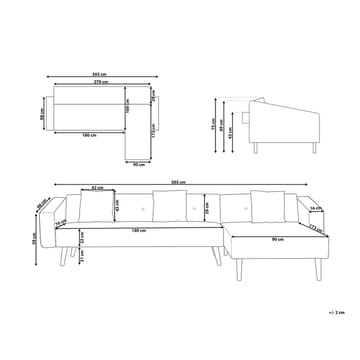 Hörnsoffa Vadso - Vit, ljust trä/Vänstervänd - Möbler - Soffa - Bäddsoffa - Hörnbäddsoffa