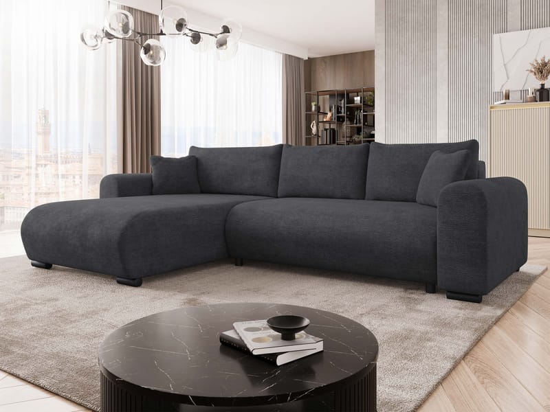 Handda 3-sits Bäddsoffa med divan - svart - Möbler - Soffa - Bäddsoffa - Hörnbäddsoffa