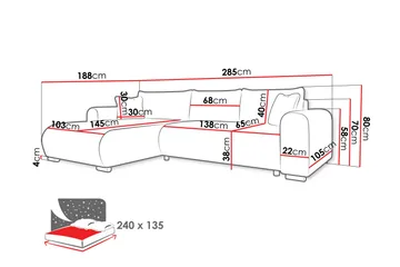 Handda Bäddsoffa med Divan 3-sits i Bouclé - Grå - Möbler - Soffa - Bäddsoffa - Bäddsoffa divan