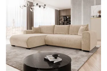 Handda Bäddsoffa med Divan 3-sits i Chenille - Beige - Möbler - Soffa - Bäddsoffa - Bäddsoffa divan