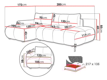 Handu 4-sits Divansoffa Vänster - Möbler - Soffa - Bäddsoffa - Hörnbäddsoffa