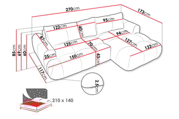 Handu Bäddsoffa med Divan 3-sits i Bouclé - Beige - Möbler - Soffa - Bäddsoffa - Bäddsoffa divan