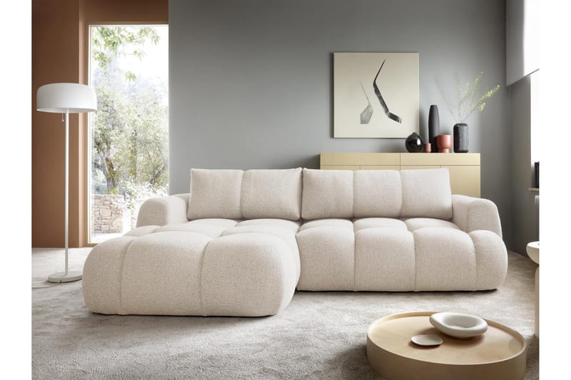 Handu Bäddsoffa med Divan 3-sits i Bouclé - Beige - Möbler - Soffa - Bäddsoffa - Bäddsoffa divan