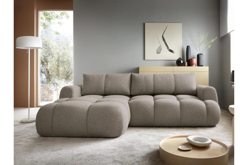 Handu Bäddsoffa med Divan 3-sits i Bouclé - Brun - Möbler - Soffa - Bäddsoffa - Bäddsoffa divan
