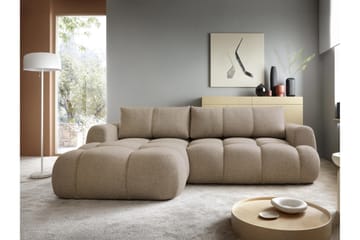 Handu Bäddsoffa med Divan 3-sits i Bouclé - Brun - Möbler - Soffa - Bäddsoffa - Bäddsoffa divan