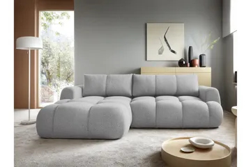 Handu Bäddsoffa med Divan 3-sits i Bouclé - Grå - Möbler - Soffa - Bäddsoffa - Bäddsoffa divan