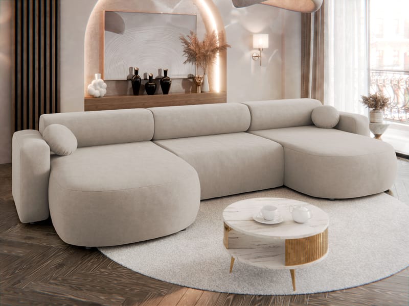 Hanish Bäddsoffa Dubbeldivan 5-sits - Beige - Möbler - Soffa - Bäddsoffa - U bäddsoffa