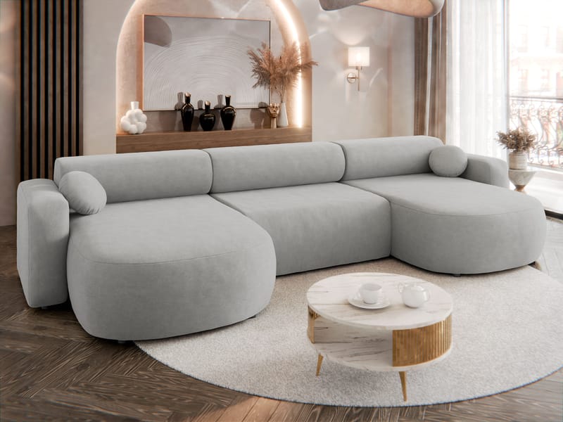 Hanish Bäddsoffa Dubbeldivan 5-sits - Grå - Möbler - Soffa - Bäddsoffa - U bäddsoffa