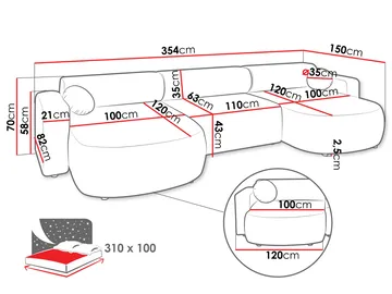 Hanish Bäddsoffa Dubbeldivan 5-sits - Vit - Möbler - Soffa - Bäddsoffa - U bäddsoffa