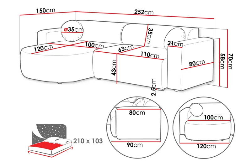 Hanish Bäddsoffa med Divan 3-sits i Plysch - Beige - Möbler - Soffa - Bäddsoffa - Bäddsoffa divan
