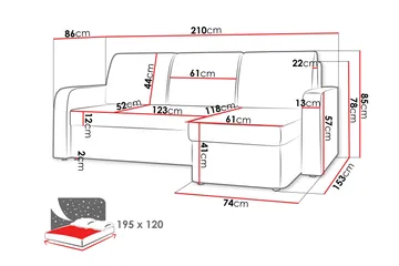 Hardev Bäddsoffa med Divan 3-sits - Grå - Möbler - Soffa - Bäddsoffa - Bäddsoffa divan
