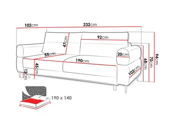 Hawara Bäddsoffa 2-sits - Grå - Möbler - Soffa - Bäddsoffa - 2 sits bäddsoffa