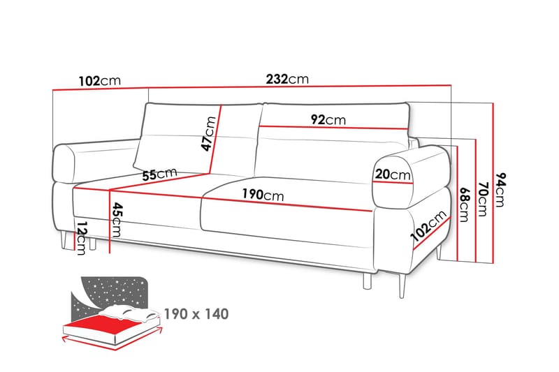 Hawara Bäddsoffa 2-sits - Grå - Möbler - Soffa - Bäddsoffa - 2 sits bäddsoffa
