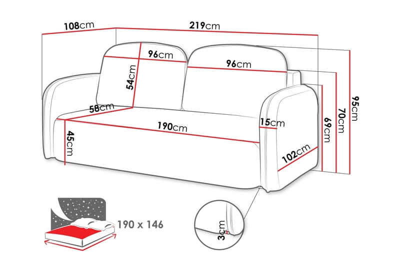 Hemanti Bäddsoffa 2-sits - Beige/Grå - Möbler - Soffa - Bäddsoffa - 2 sits bäddsoffa