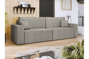 Hobson Bäddsoffa 3-sits i Plysch - Grå - Möbler - Soffa - Bäddsoffa - 3 sits bäddsoffa