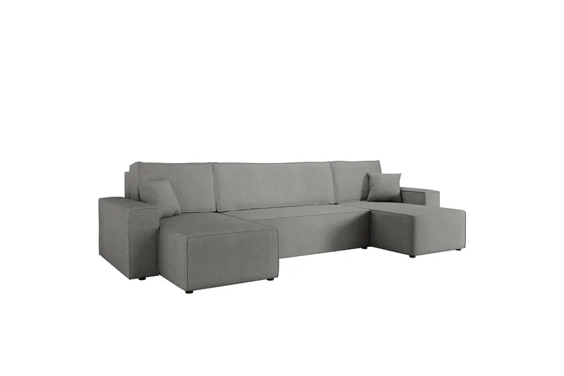 Hobson Bäddsoffa Dubbeldivan 4-sits i Plysch - Grå - Möbler - Soffa - Bäddsoffa - U bäddsoffa