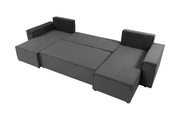 Hobson Bäddsoffa Dubbeldivan 4-sits i Plysch - Grå - Möbler - Soffa - Bäddsoffa - U bäddsoffa