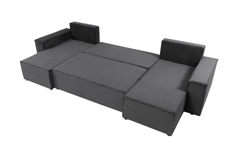 Hobson Bäddsoffa Dubbeldivan 4-sits i Plysch - Grå - Möbler - Soffa - Bäddsoffa - U bäddsoffa