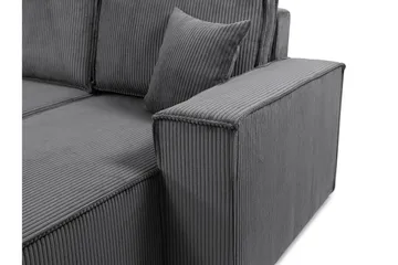 Hobson Bäddsoffa Dubbeldivan 4-sits i Plysch - Grå - Möbler - Soffa - Bäddsoffa - U bäddsoffa